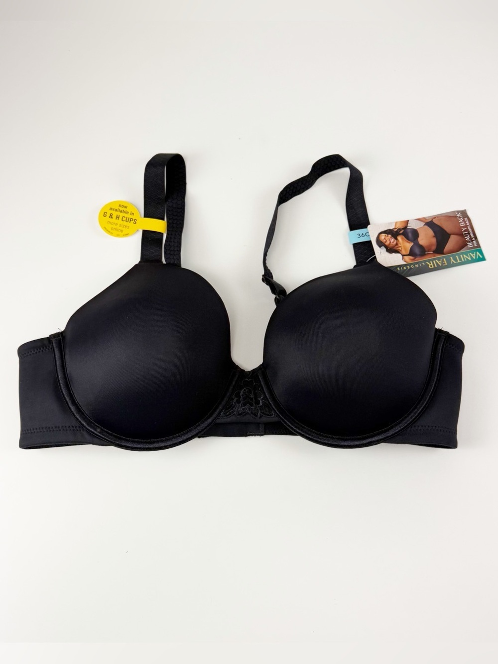 Vanity Fair Beauty Back Smoothing Full-Figure Contour Bra 36C Black NWT 76380